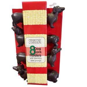 Vintage Dachshund Weenie Dog Corn Cobb Holders 8pc Set NEW in‎ Box